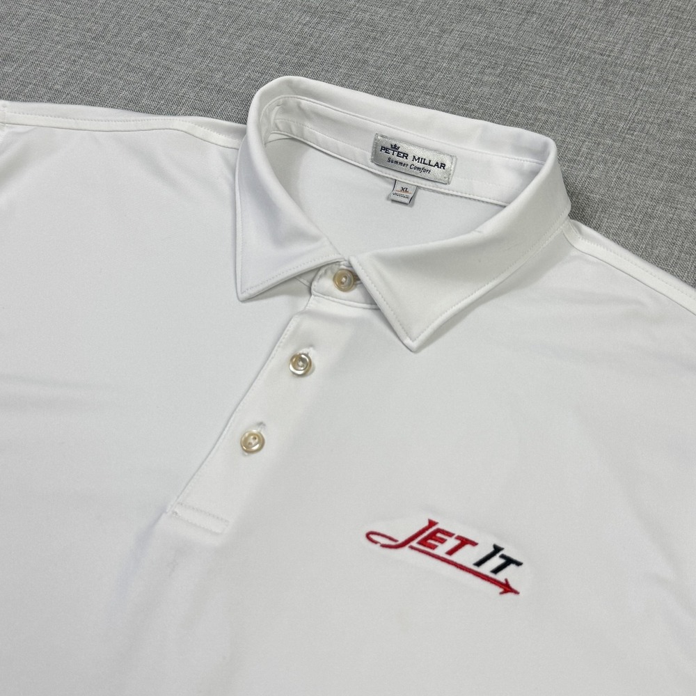 Peter Millar Polo Shirt Mens XL White Short Sleeve Collared Embroidered Logo